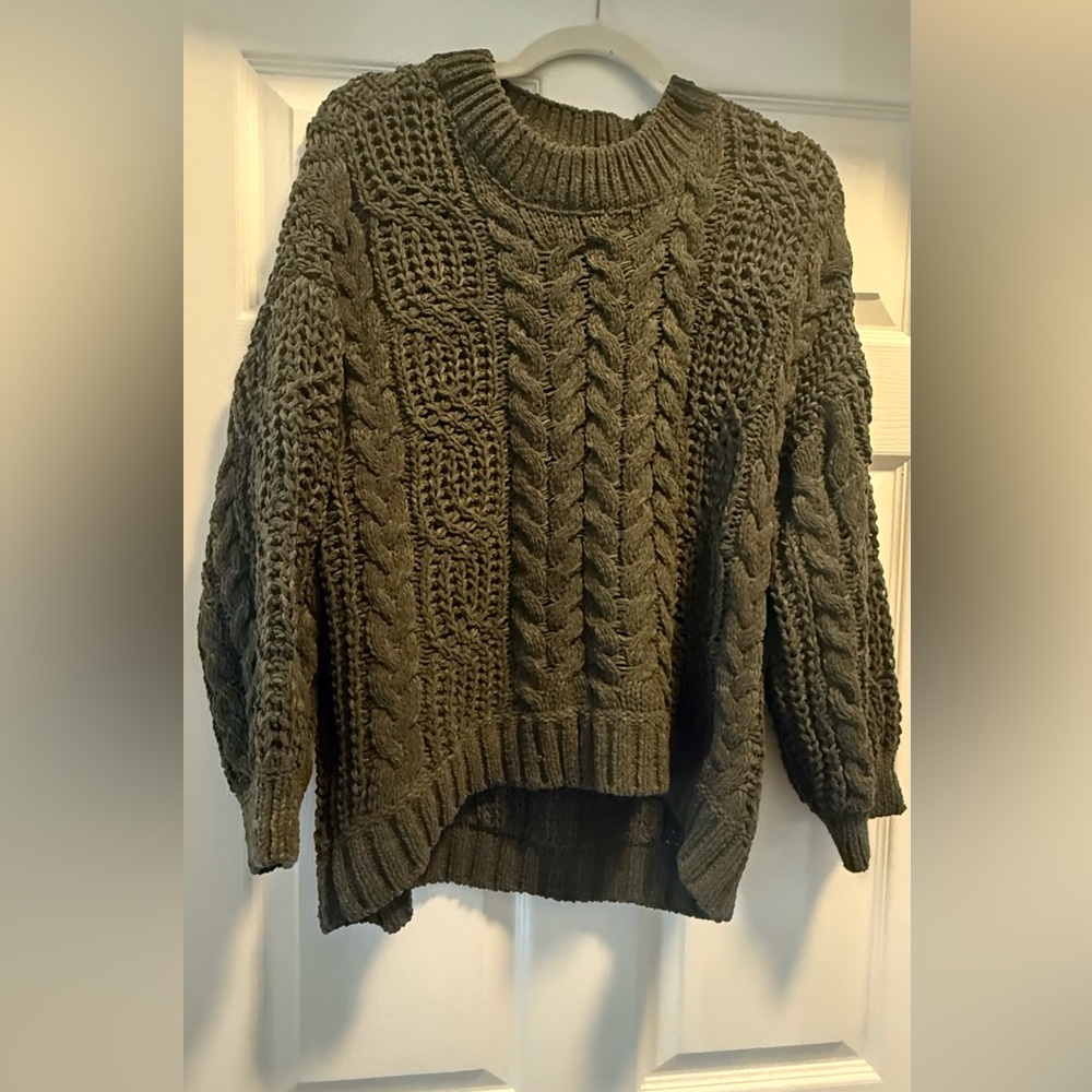 SO Forest Green Cable Knit Sweater